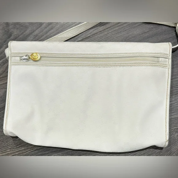 Vintage Gucci Interlocking GG Clutch purse shoulder bag ivory gold authentic - Picture 13 of 16